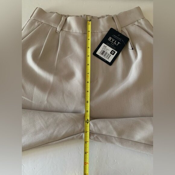 Bylt Midtown Wide Leg Pants Black Tailored High Rise Pleated Knit Women’s Size M - Picture 12 of 16